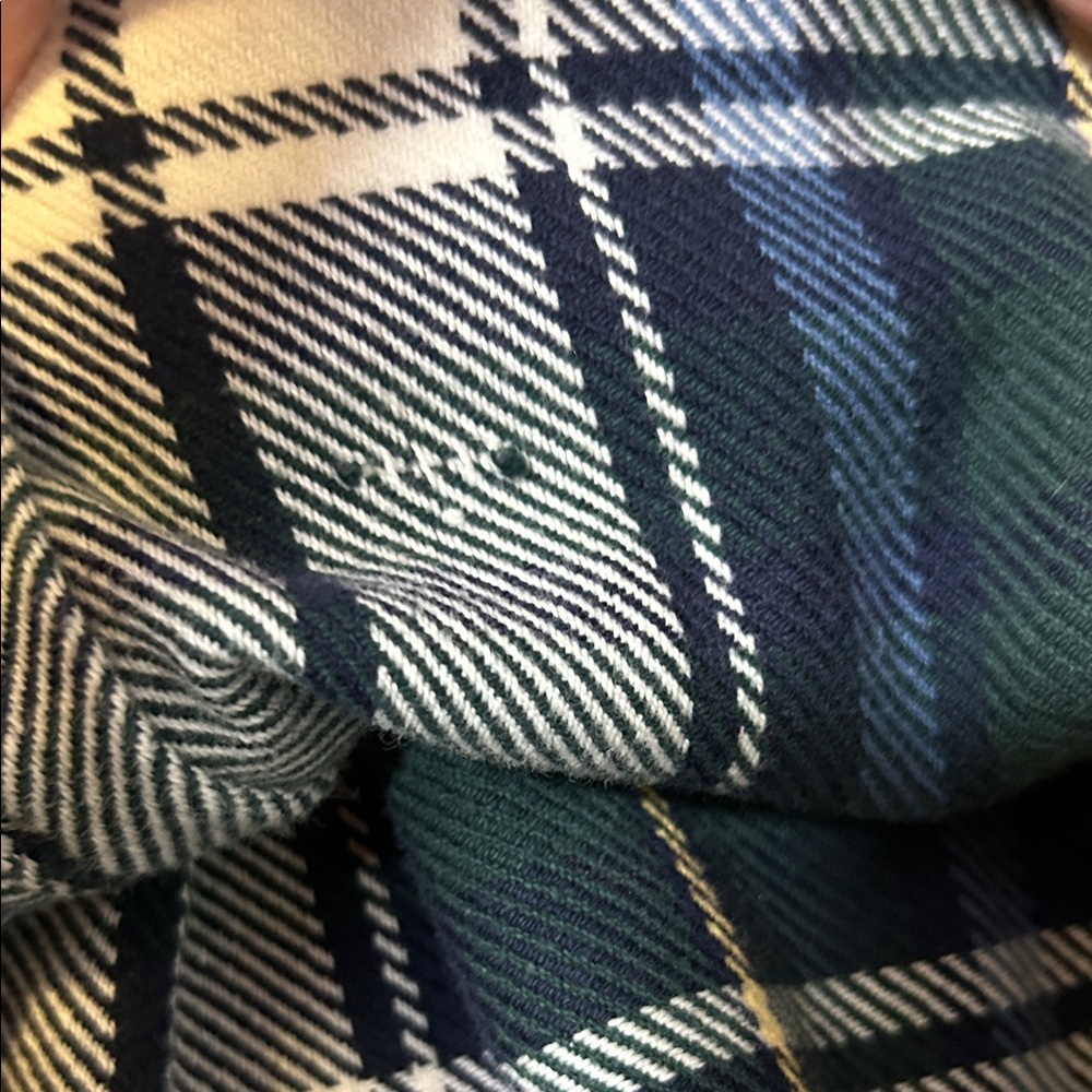 Nautica Men's Sz L heavyweight Navy, Green & White Plaid flannel Shirt - Picture 5 of 5